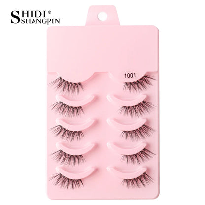 Half Fake Eyelashes 5/10 Half Lashes Soft Natural Cat Eye Lashes Makeup Tool Extension Fluffy Faux Cils maquiagem Half Lashes 5pairs-1001
