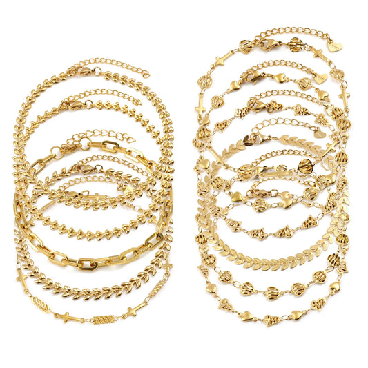 DoreenBeads Stainless Steel Anklet Gold Color For Women Beach Foot Leg Chain Ankle Bracelets Jewelry Gift 22.5cm-23.5cm, 1 Piece