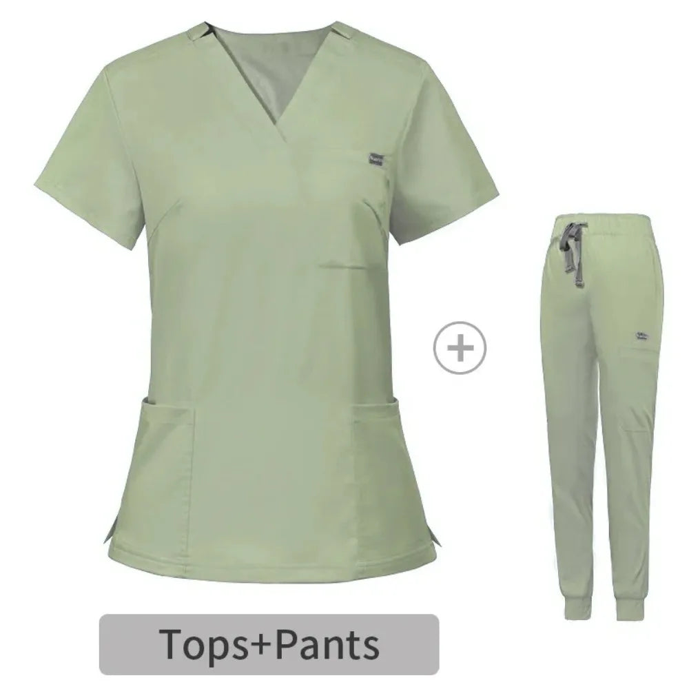 HZMNOI Short Sleeve Nurse Dress Uniform Stylish Female Womens Tie Up Medical Scrubs Nurse Uniform Medical Spa Women Uniforms Badiee Stylez