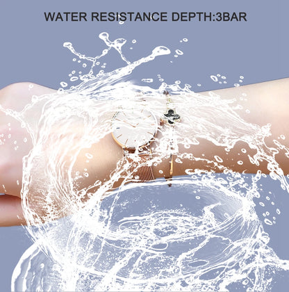 HANNAH MARTIN Brand Classic Women Quartz Watch 36mm Rose Gold Stainless Steel Mesh Strap Japanese Movement Girl Gift Wrist Watch