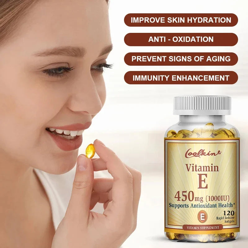 Vitamin E Capsules 450mg - Skin Firming, Wrinkle Reduction, Anti-aging, Antioxidant
