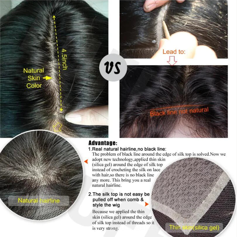 Body Wave Transparent Full Lace Human Hair Wigs with Silk Base Indian Remy Wavy Silk Top Full Lace Wig For Women Wavy