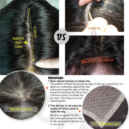 Body Wave Transparent Full Lace Human Hair Wigs with Silk Base Indian Remy Wavy Silk Top Full Lace Wig For Women Wavy