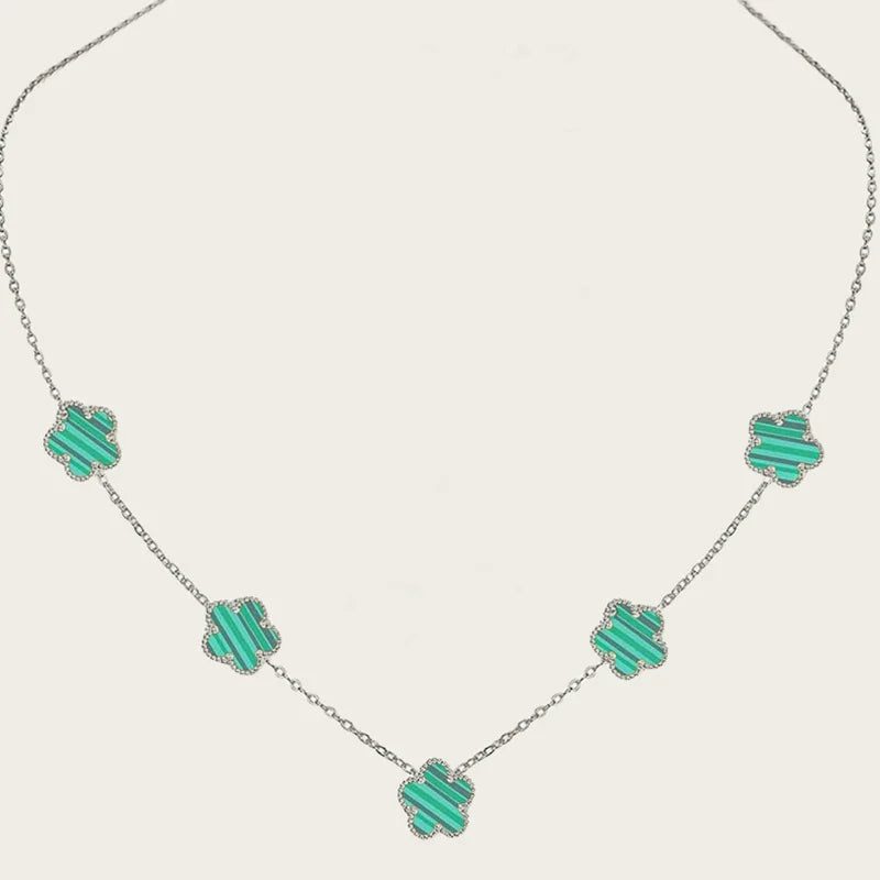 Stainless Steel Sets Earrings Necklace Bracelet Christmas Birthday Gifts Gold Plated Women's Double Sided Flower Elegant Fashion