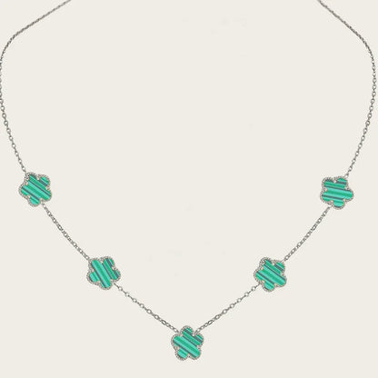 Stainless Steel Sets Earrings Necklace Bracelet Christmas Birthday Gifts Gold Plated Women's Double Sided Flower Elegant Fashion