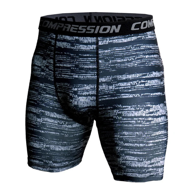 Compression Shorts Men 3D Print Camouflage Bodybuilding Tights Short Men Gyms Shorts Male Muscle Sport Elastic Running Shorts Line Gray