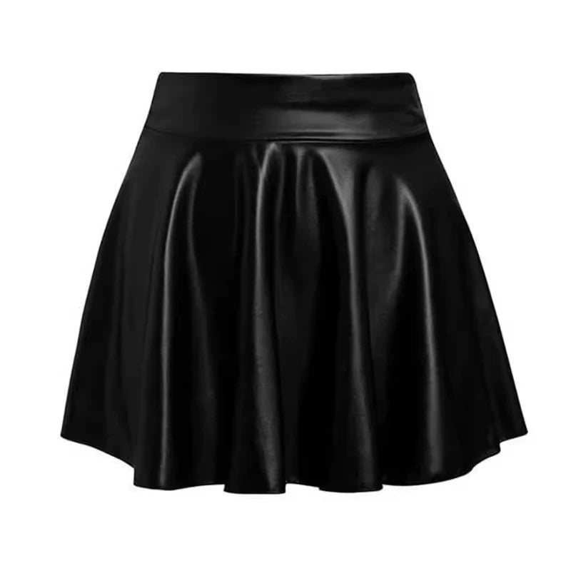 Multipurpose Elastic Mini Short Skirt Women Faux Leather Skirts High Waist For Skater Work Nightclub Badiee Stylez
