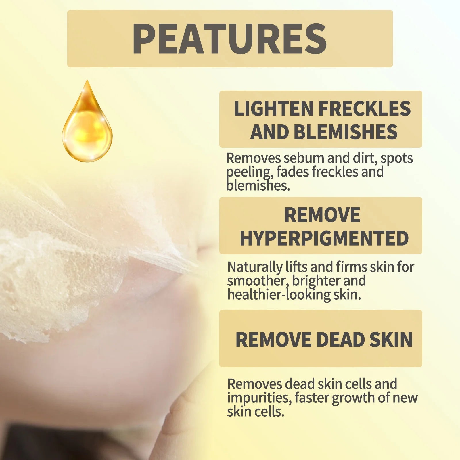 Strong Yellow Peeling Oil Bleach Dark Skin Whiten Lotion Lighten Body Elbow Knee Hand Exfoliate Dead Skin Nourish Even Skin Tone