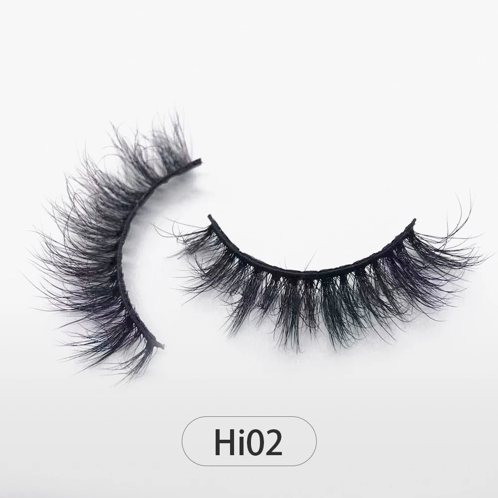 Dropshipping Reuseable Natural Long 12-15mm 3D Faux Mink Lashes Fluffy Volume False Eyelashes Cruelty Free Wispy Makeup Lashes Hi02 15mm CHINA