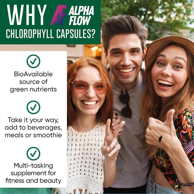 Chlorophyll Capsules 600mg - for Energy, Immunity, Skin & Internal Deodorant