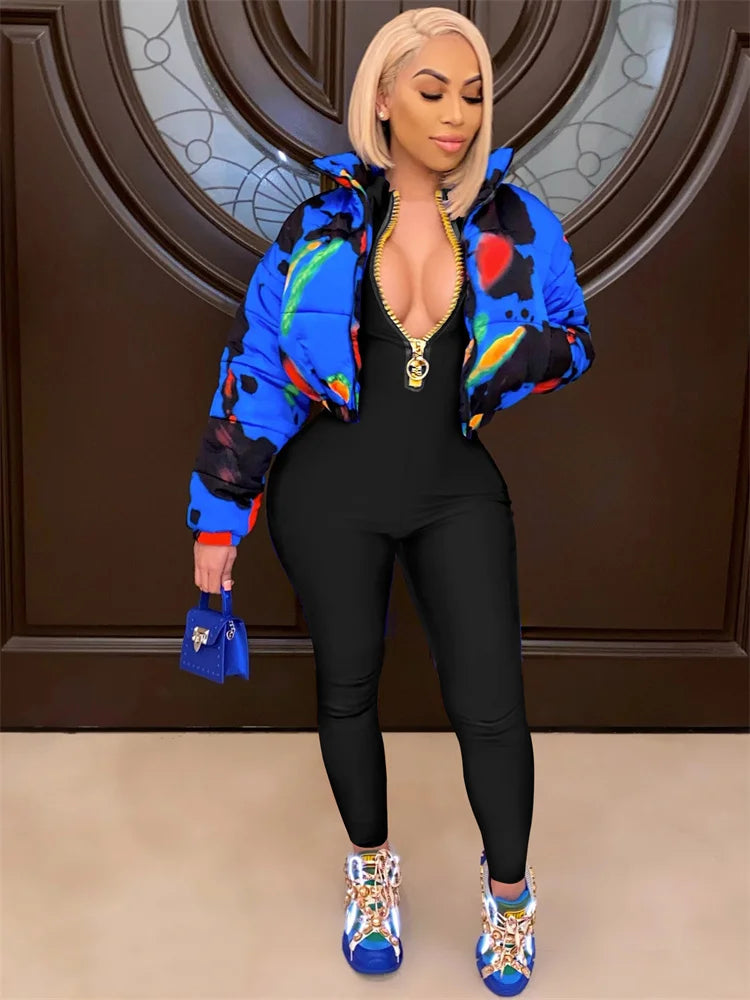 WESAYNB Wholesale Streetwear Clothes Zipper Long Sleeve Jumpsuit Women 2022 Black Blue Pink One-pieces Outfits Bodycon Jumpsuits