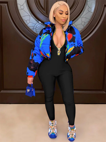 WESAYNB Wholesale Streetwear Clothes Zipper Long Sleeve Jumpsuit Women 2022 Black Blue Pink One-pieces Outfits Bodycon Jumpsuits