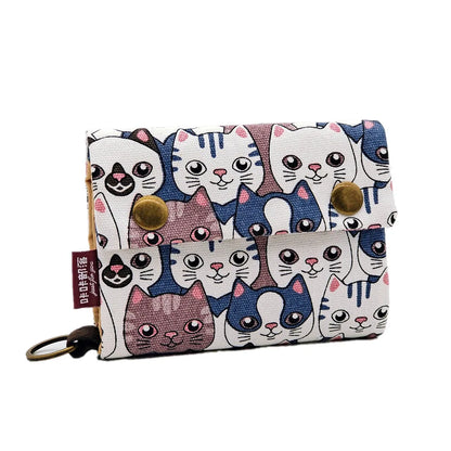 1pcs New Canvas Cartoon Totoro Cat Printed Flower Dog Women Short Wallet Cute Mini Money Key Bag Coin Pocket Purse for Children 3
