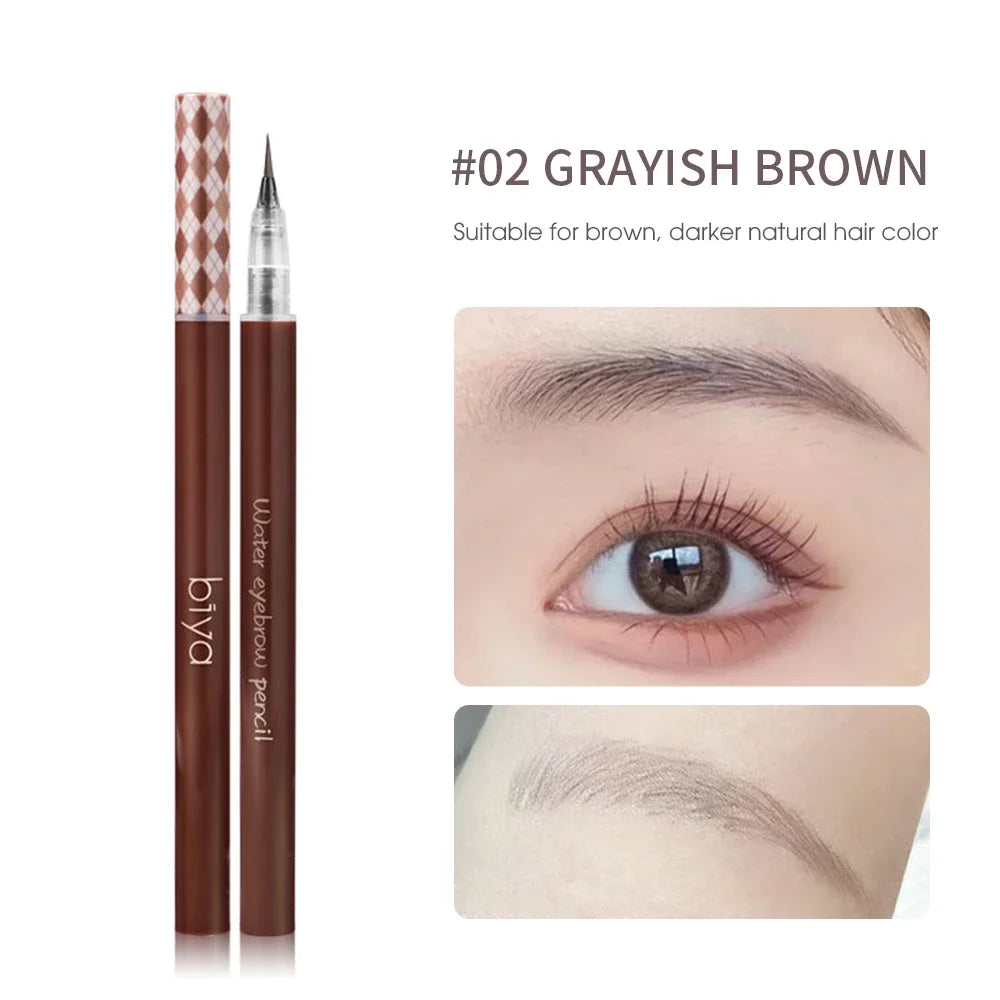 Ultra-fine Eyebrow Cosmetic Pencil Natural Brown Make Up Lying Silkworm Eyeliner Waterproof Long Lasting Liquid Eye Brow Pencil A-02 grayish brown