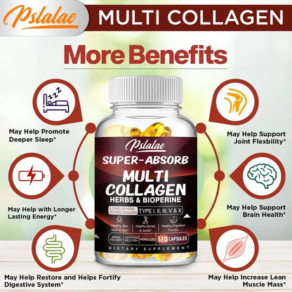 Multi Collagen Capsules - for Skin, Hair, Nails & Bone Health, Supports Joint, Digestive and Immune System Health