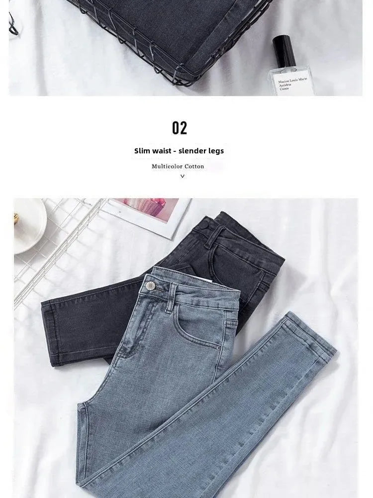 New 2020 Autumn Jeans Women's High-Waisted Slimming Cropped Pants Trendy Student Versatile Straight Legs Smooths Your Silhouette