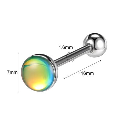 ZS 1Piece 14G Oil Luminescence Tongue Piercing Rings Stainless Steel Tongue Stud Skull Star Studs Earrings BCR Piercings Jewelry Badiee Stylez