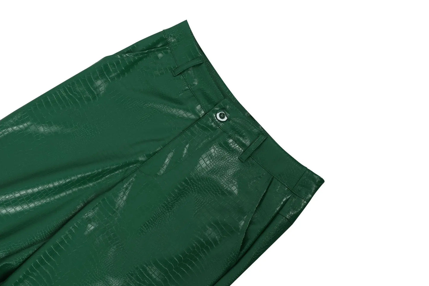 HBLL Women's Green Corset Cut-Out Cargo Sexy Sleeveless Jumpsuits PU Leather Matching Set Sexy Clubwear 2 Piece Outfits