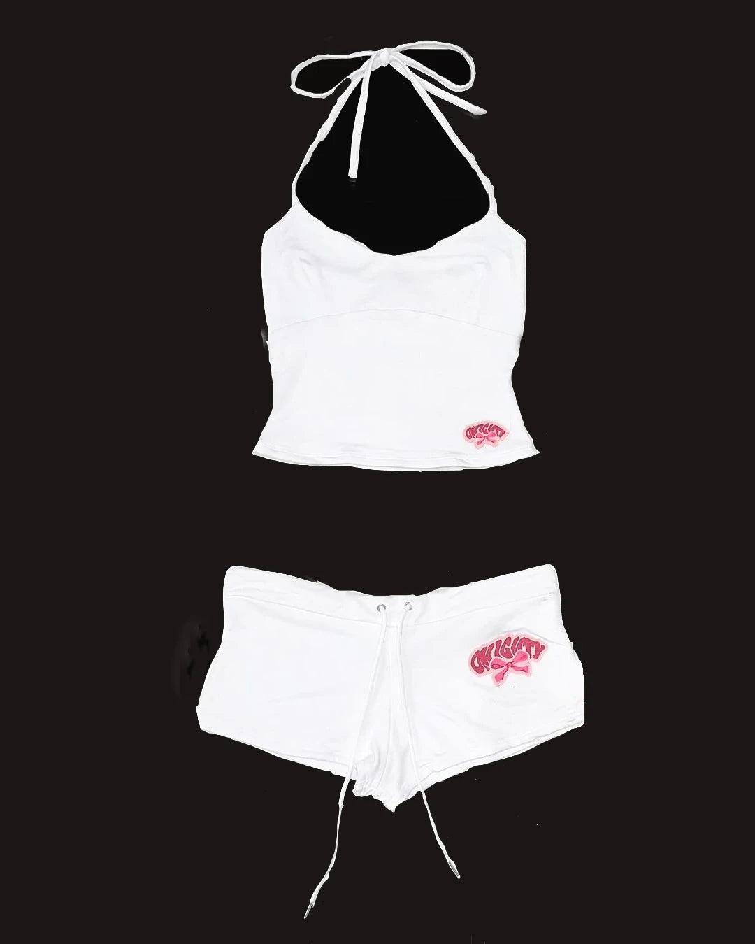 Y2k Crop Top Graphic Letter Print Grunge Streetwear Harajuku Camis Casual Summer Camis EmoGirl Aesthetics Women Shorts Sexy Pant WHITE