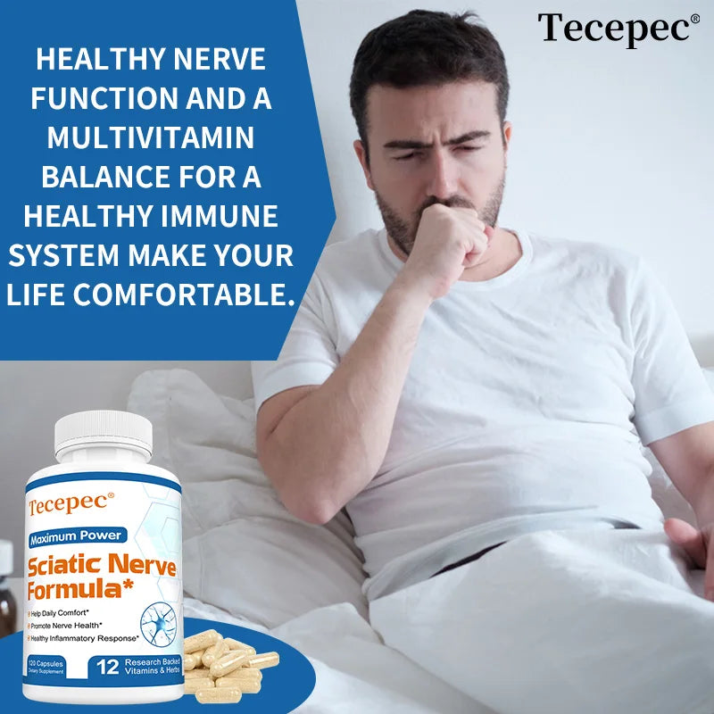 Vitamin B Complex Sciatica Relief Formula - Nerve Support and Pain Inflammation Relief Promotes Health of Nerves and Muscles