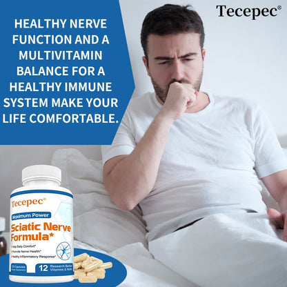 Vitamin B Complex Sciatica Relief Formula - Nerve Support and Pain Inflammation Relief Promotes Health of Nerves and Muscles