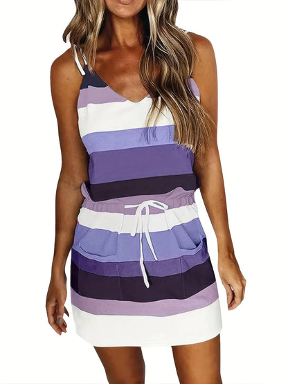 Sleeveless Dress for Women Clothing 2024 Summer Vacation Pullover Beach Sundress Female Korean Fashion Slim Sexy Short Dresse M PURPLE