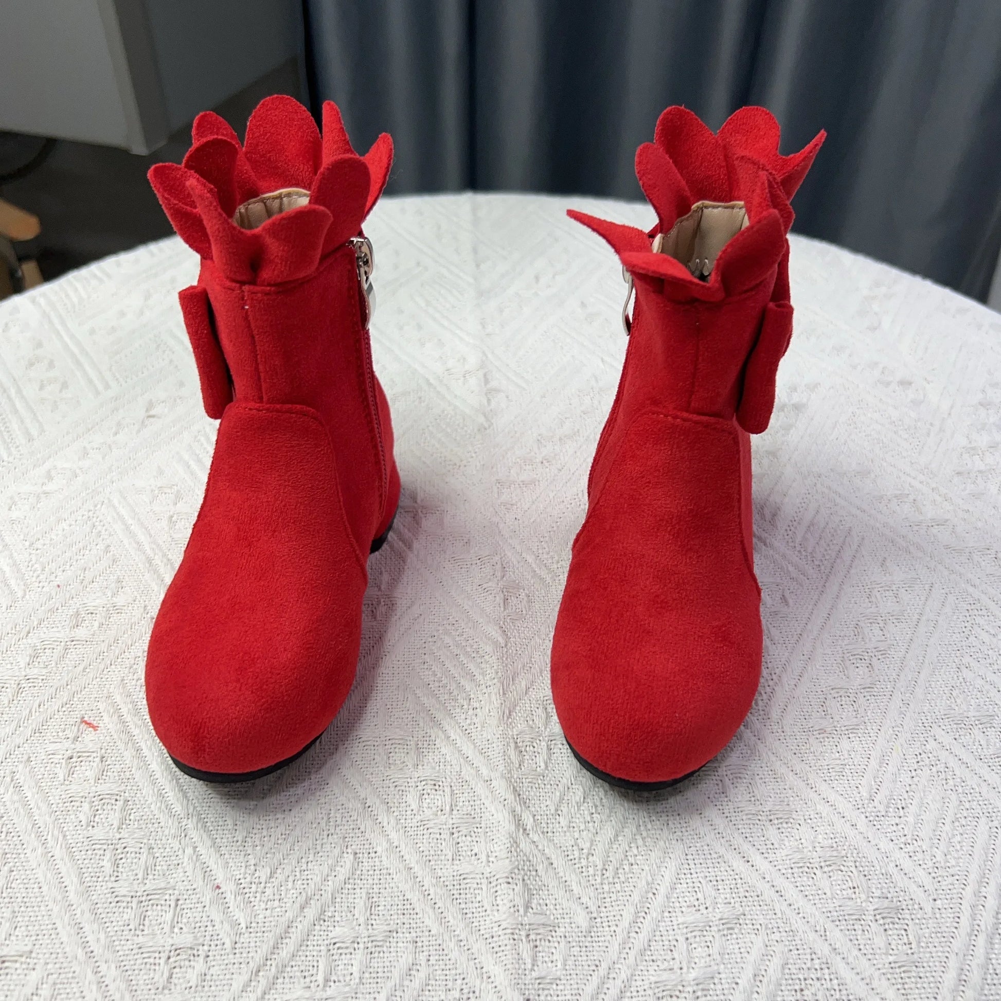 Spring Autumn Bow Girls Fashion Toddler Boots PU Leather Low Heel Kids Princess Boots Party Zip Children Ankle Baby Girl Shoes