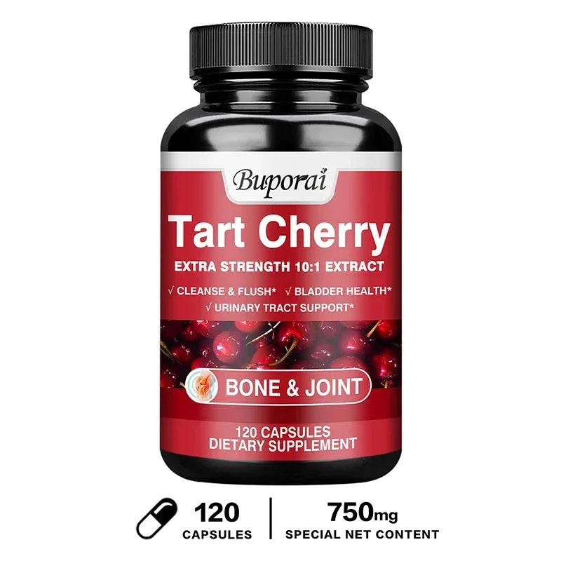 Tart Cherry Capsules - Uric Acid Cleansing, Joint Health, Promotes Muscle Recovery, Antioxidant 120 Capsules