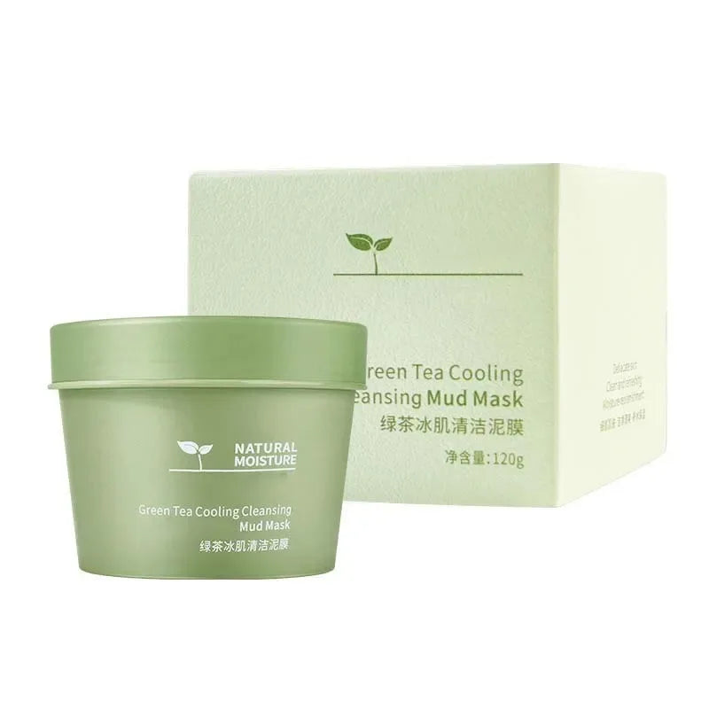 Green Tea Ice Mud Mask Cleansing Moisturizing Oil Control Blackhead Removal Cleansing Mud Mask Applicator Mud Mask 1PCS 120g 120g