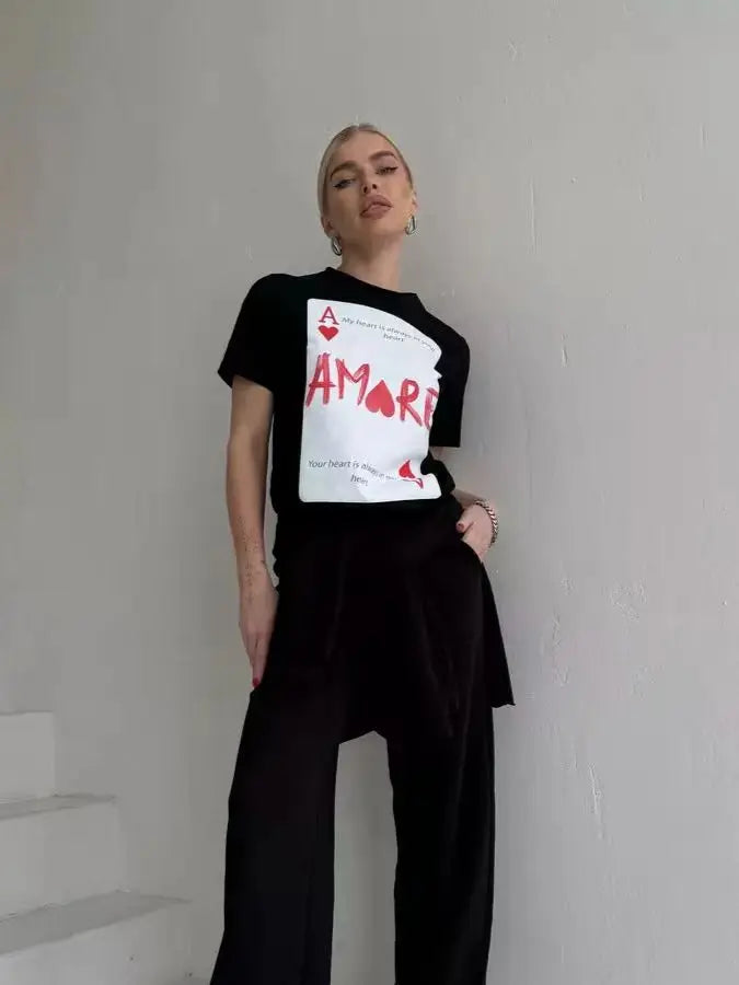 Unisex Oversize Loose T Shirt Ins Y2k Cotton Black Short Sleeve T Shirt Female Handsome Cool Casual T Shirt Women black