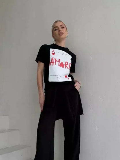 Unisex Oversize Loose T Shirt Ins Y2k Cotton Black Short Sleeve T Shirt Female Handsome Cool Casual T Shirt Women black