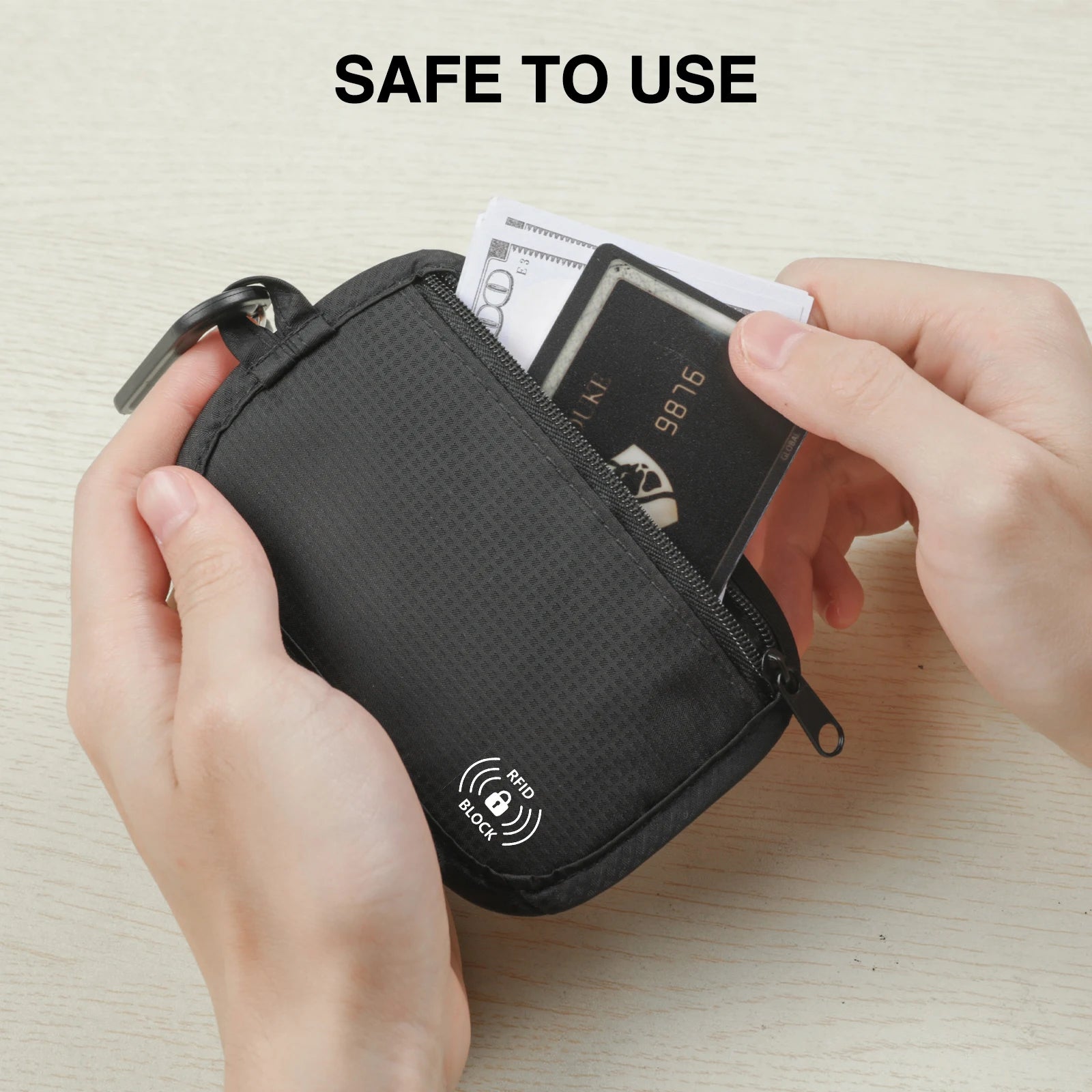 RFID Blocking Lightweight Hidden Clip Stash Money Belt Travel Pouch + Credit Card/ID Holder Money for Women & Men