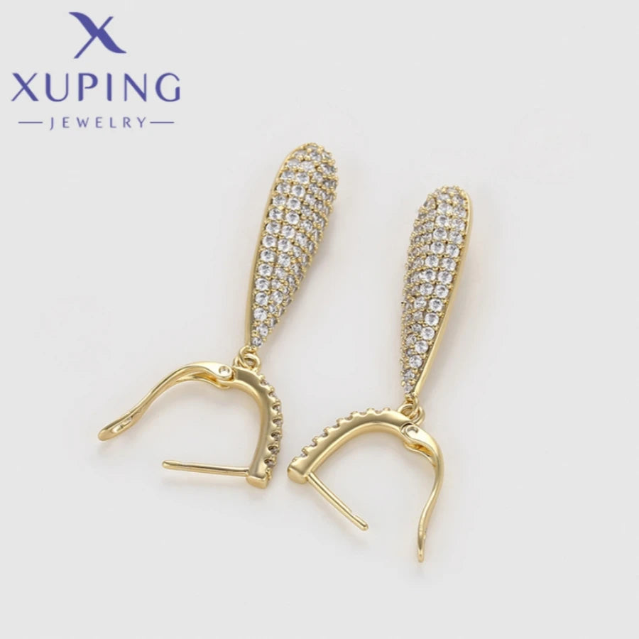 Xuping Jewelry High Quality Fashion Geometry Shaped Light Gold Color Sag Earrings for Women Valentine's Day Gifts X000837267