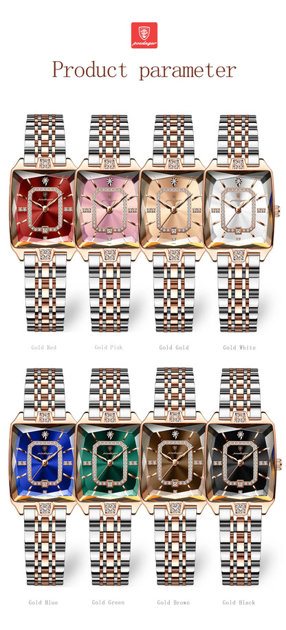 POEDAGAR Luxury Watch For Woman Elegant Waterproof Calendar Ladies Watch Rectangle Stainless Steel Quartz Women's Watches Female