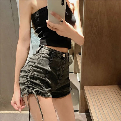 Korean Style Sexy Tight Women's Denim Shorts Designer New In Streetwear Design Y2k Harajuku Low Price Female Short Jeans Pants
