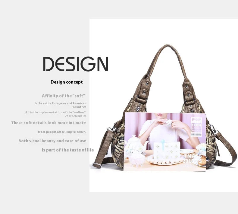 Angelkiss Women Handbags Leopard Bag Top-handle Handbag Fashion Satchel Dumpling Pack Shoulder Bag Tote Bag Hobos Large Purse