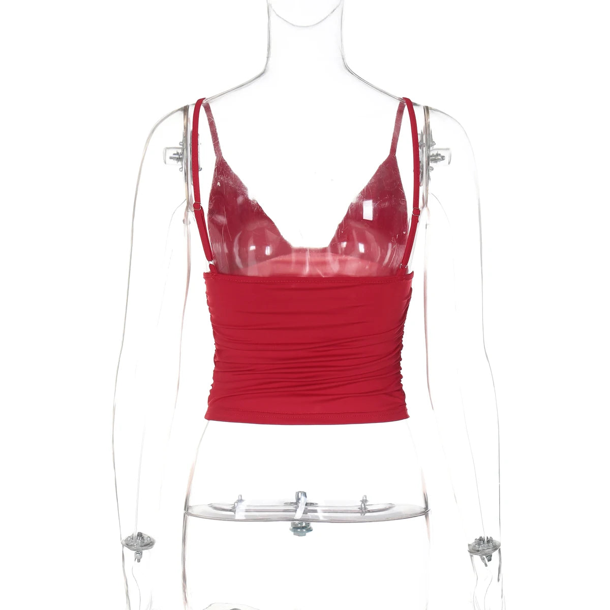 Hugcitar V Neck Solid Ruched Sexy Slim Y2K Crop Tank Top Summer Women Fashion Casual New Clothes Streetwear Beach Vacation