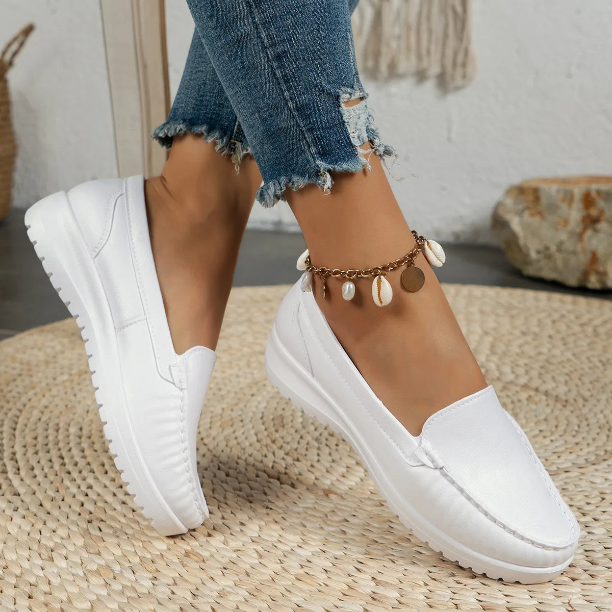 Autumn New Nurse Shoes Women Comfortable Soft Sole Breathable Non-slip Flat Heel Thick Sole Work Small White Single Shoes Badiee Stylez
