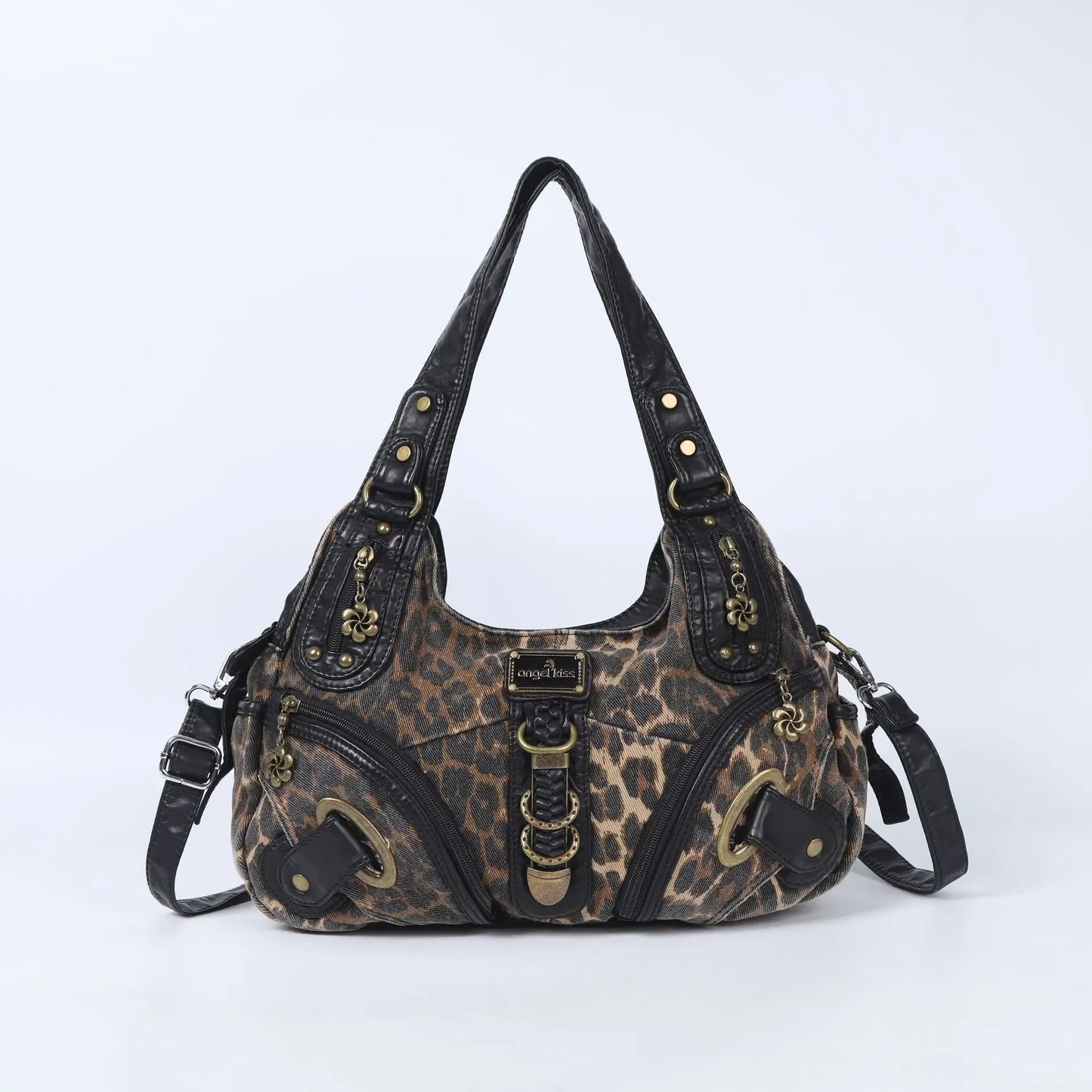 Angelkiss Women Handbags Leopard Bag Top-handle Handbag Fashion Satchel Dumpling Pack Shoulder Bag Tote Bag Hobos Large Purse 1 coffee leopard