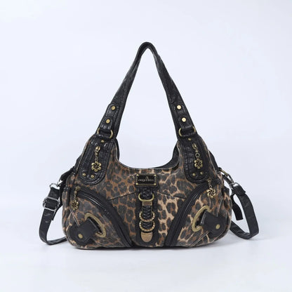 Angelkiss Women Handbags Leopard Bag Top-handle Handbag Fashion Satchel Dumpling Pack Shoulder Bag Tote Bag Hobos Large Purse 1 coffee leopard