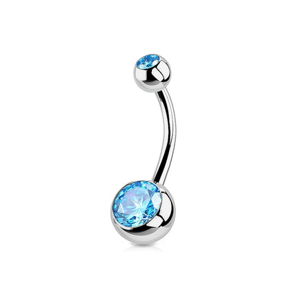 1PC G23 Titanium Crystal Gem Curved Barbell Rings Belly Button Navel Rings Piercings Nombril Ombligo Piercing Charming Jewelry Badiee Stylez