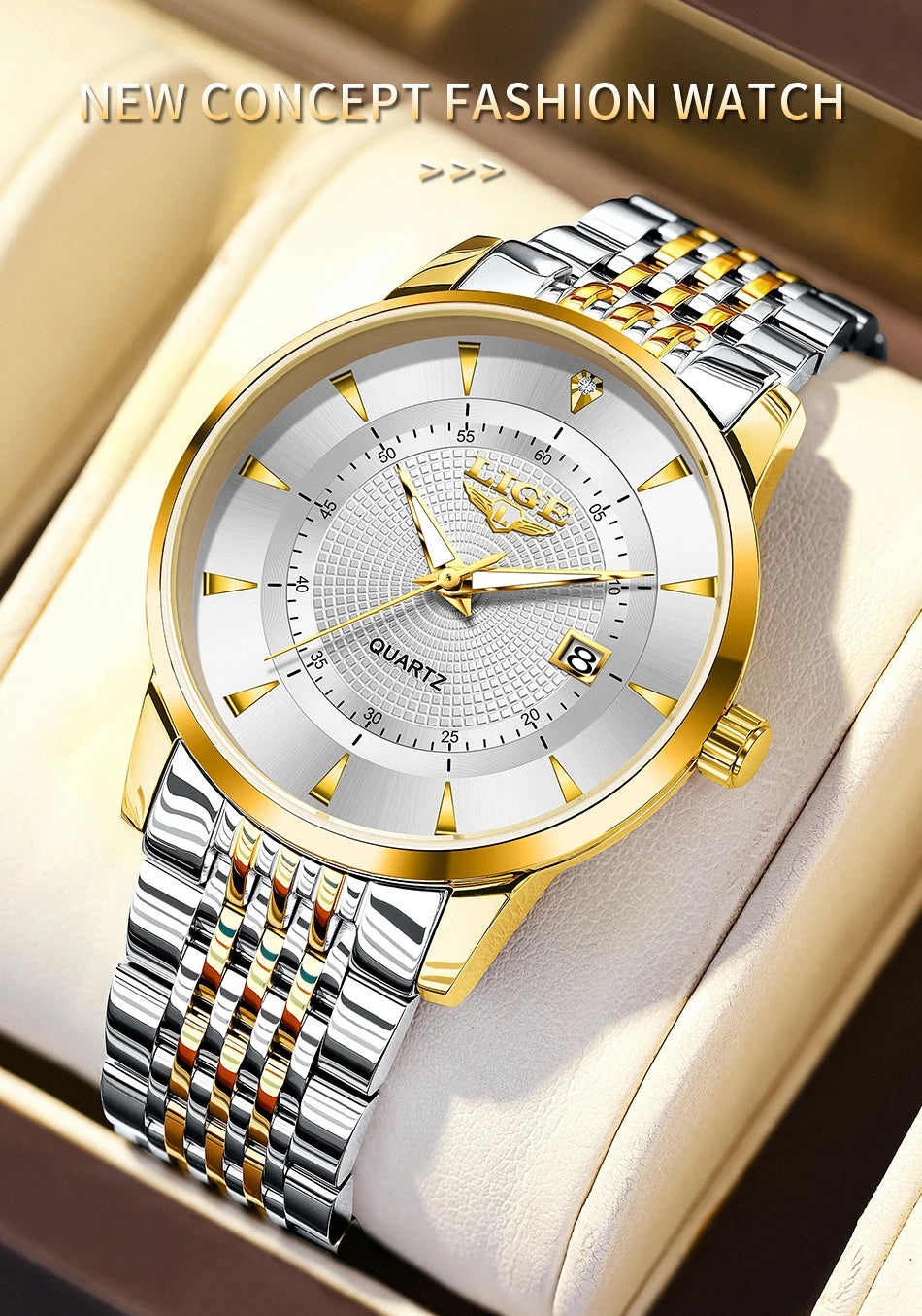 LIGE's new Fashion Women's Watch Luxury Stainless Steel Waterproof Clock Calendar Gift Quartz Watch for Women Relogio Feminino