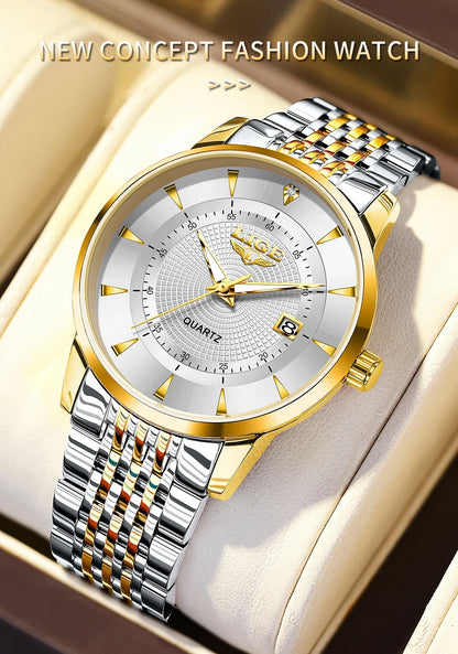 LIGE's new Fashion Women's Watch Luxury Stainless Steel Waterproof Clock Calendar Gift Quartz Watch for Women Relogio Feminino