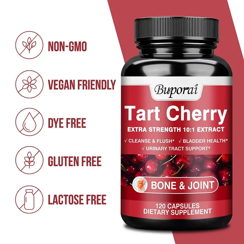 Tart Cherry Capsules - Uric Acid Cleansing, Joint Health, Promotes Muscle Recovery, Antioxidant