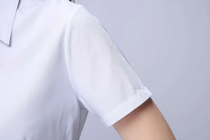 Korean Fashion White Shirt Women Short Sleeve Blouse Business Shirts Ladies Tops Youth Blouses Woman Summer Cheap Women Clothing