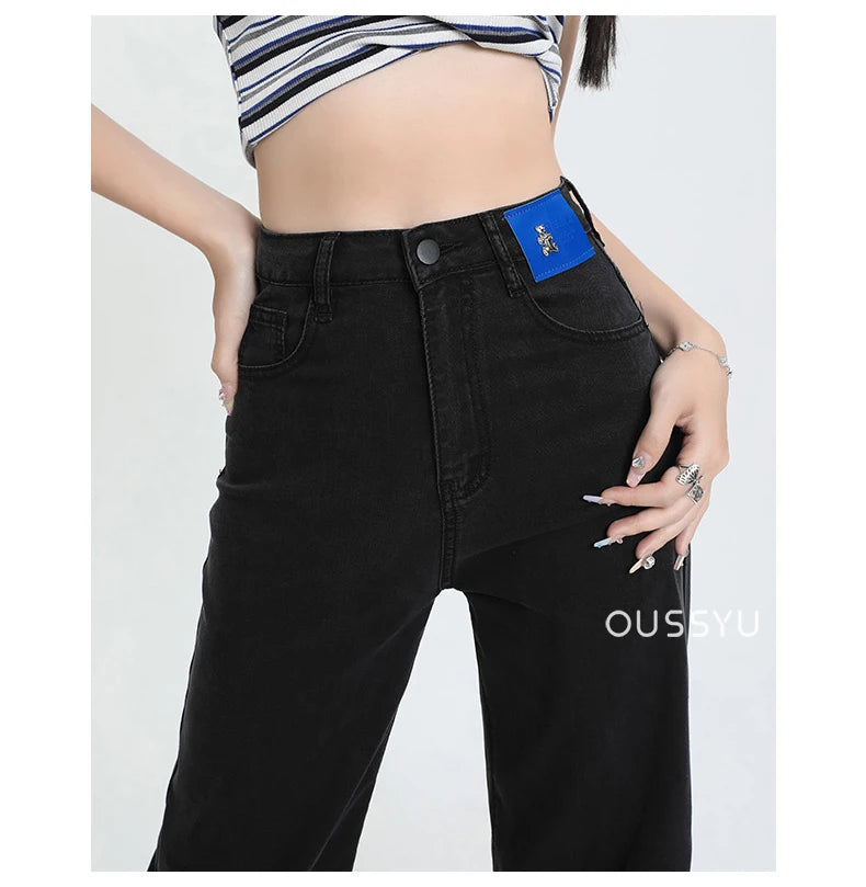 New Summer Soft Lyocell Jeans Women Blue Khaki White High Waist Straight Thin Wide Leg Denim Pants Y2k Loose Female Clothing 2XL