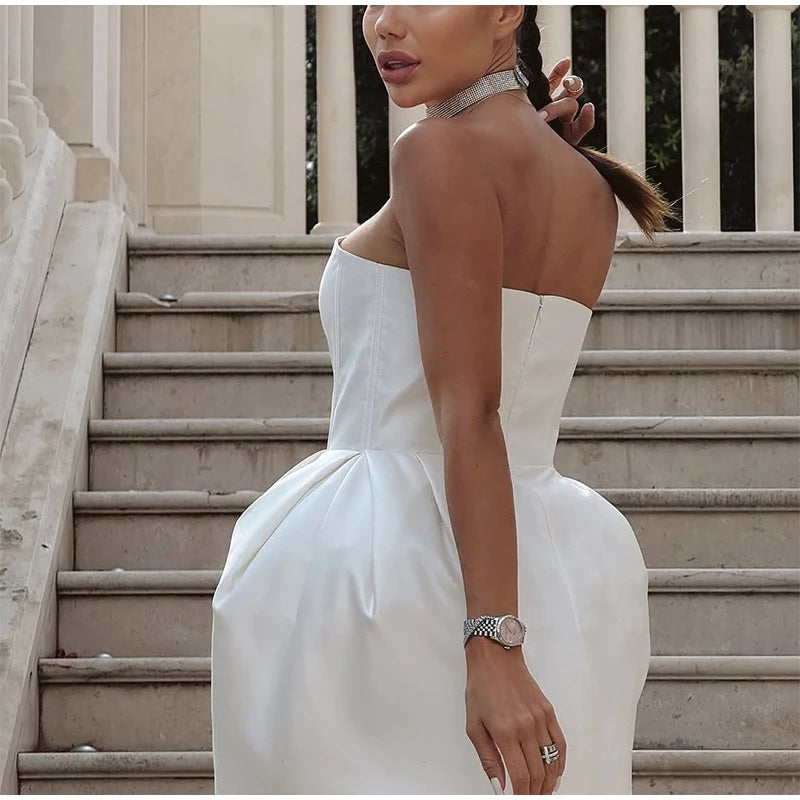 Pink Pleated Knitted Bandage Dress Women Sexy U Neck Sleveeless Slim Vestidos 2025 Summer Party Birthday Lady Mini Dresses Chic