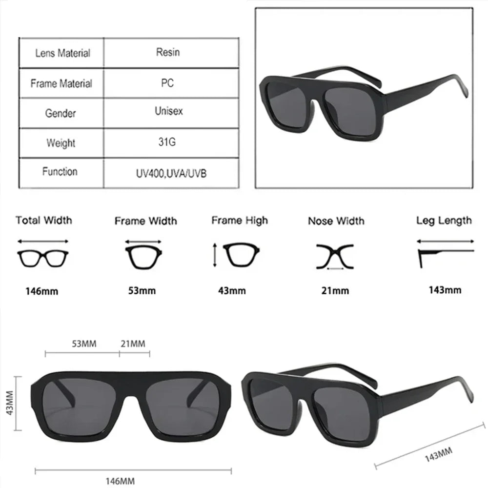 JNPCXI Fashion Square Women Sunglasses Shades UV400 Retro Leopard Tea Candy Color Gradient Men Punk Sun Glasses