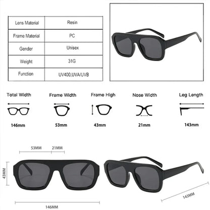 JNPCXI Fashion Square Women Sunglasses Shades UV400 Retro Leopard Tea Candy Color Gradient Men Punk Sun Glasses