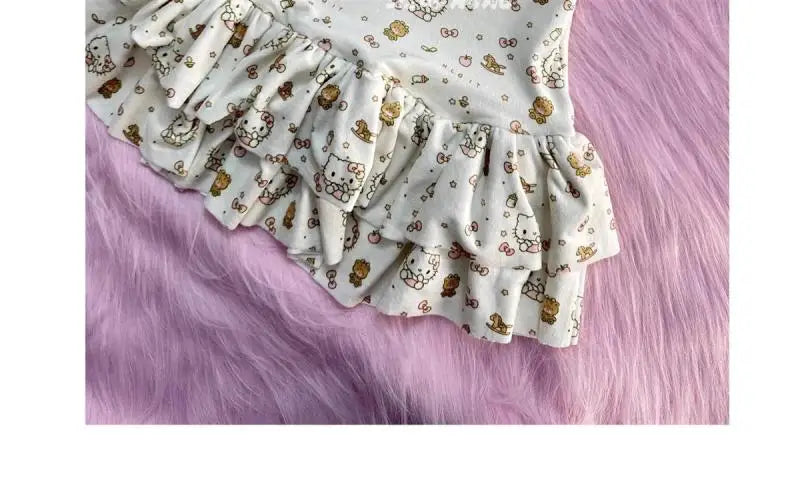 Japanese Hello Kittys Skirt Kawaii Cartoon Kittys Print Dress Y2K Girls Slim-Fit Cake Skirt Women's Sexy Strapless Dresses Gift
